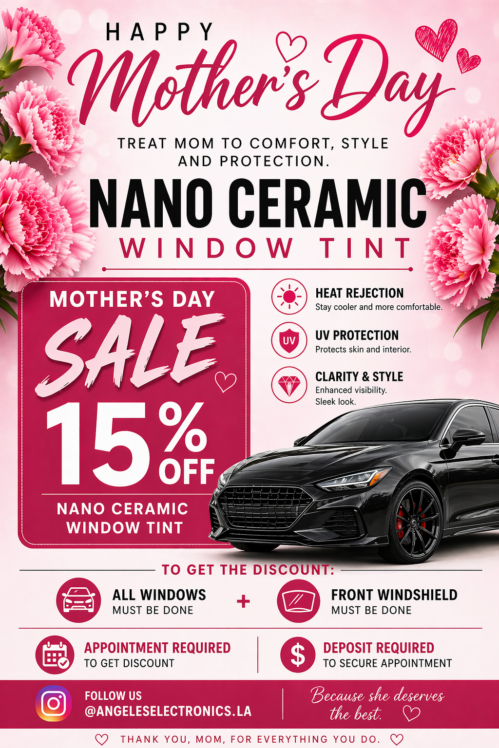 Mother's Day nano ceramic window tint sale flyer